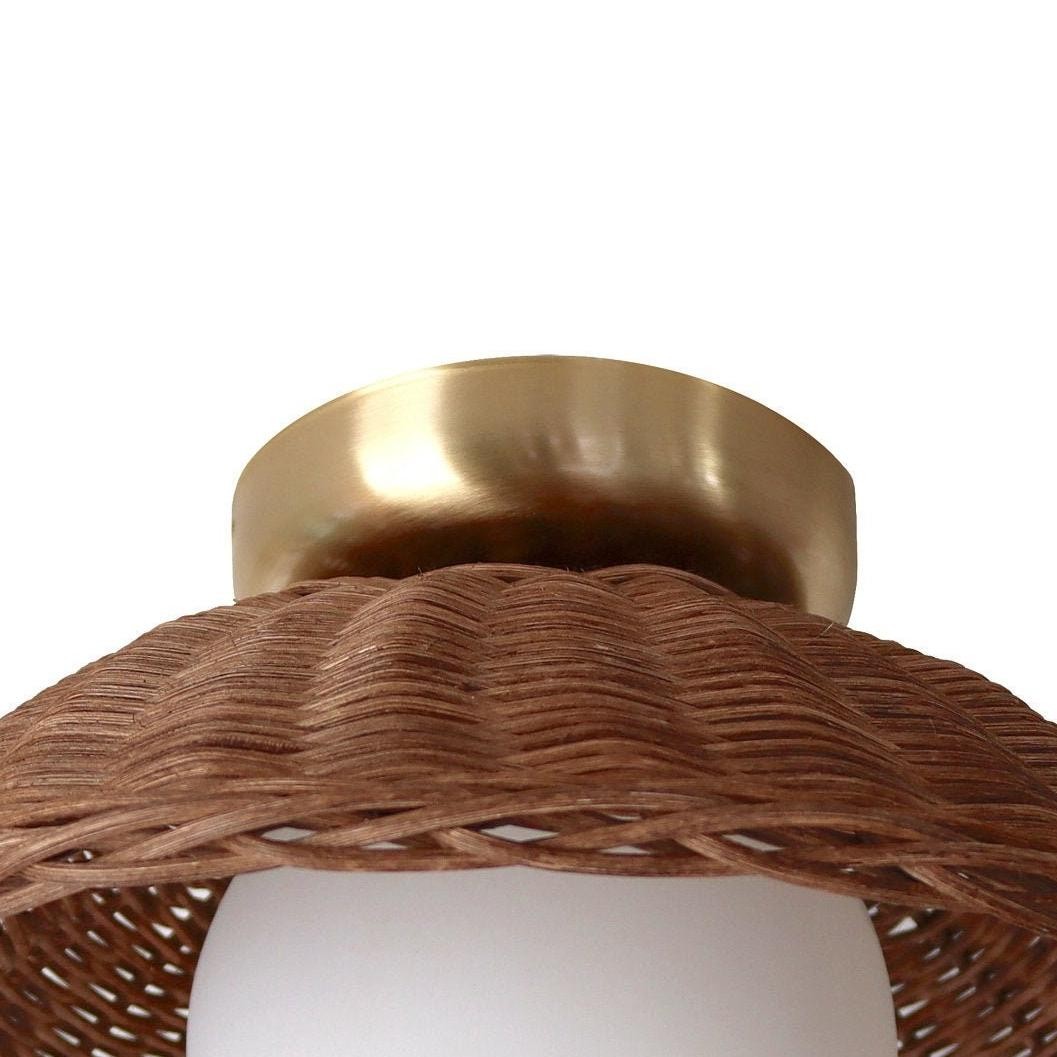 Allyson Farmhouse Rattan Flush Mount Ceiling Light