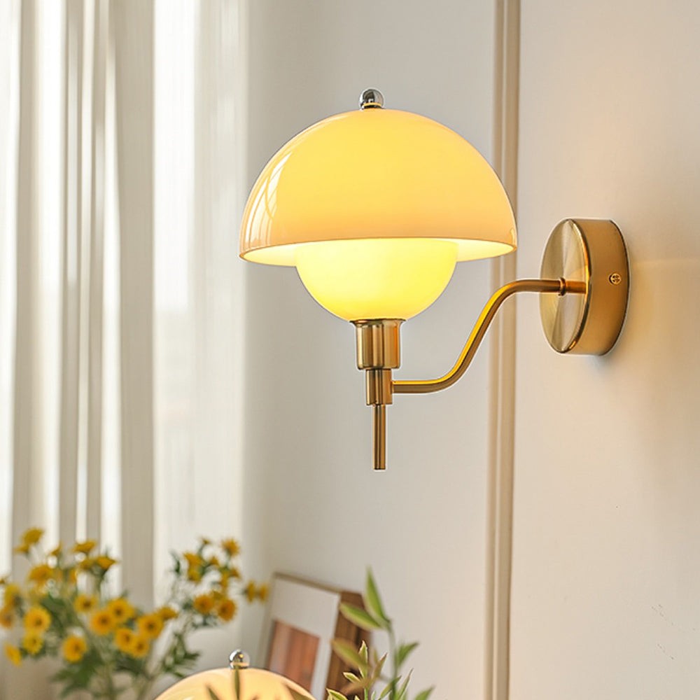 Xavra French Bauhaus Mushroom Glass Aisle Wall Lamp