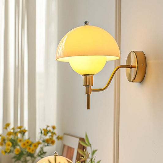 Xavra French Bauhaus Mushroom Glass Aisle Wall Lamp