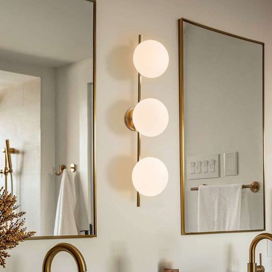 Larian White Glass Globe Bathroom Vanity Light