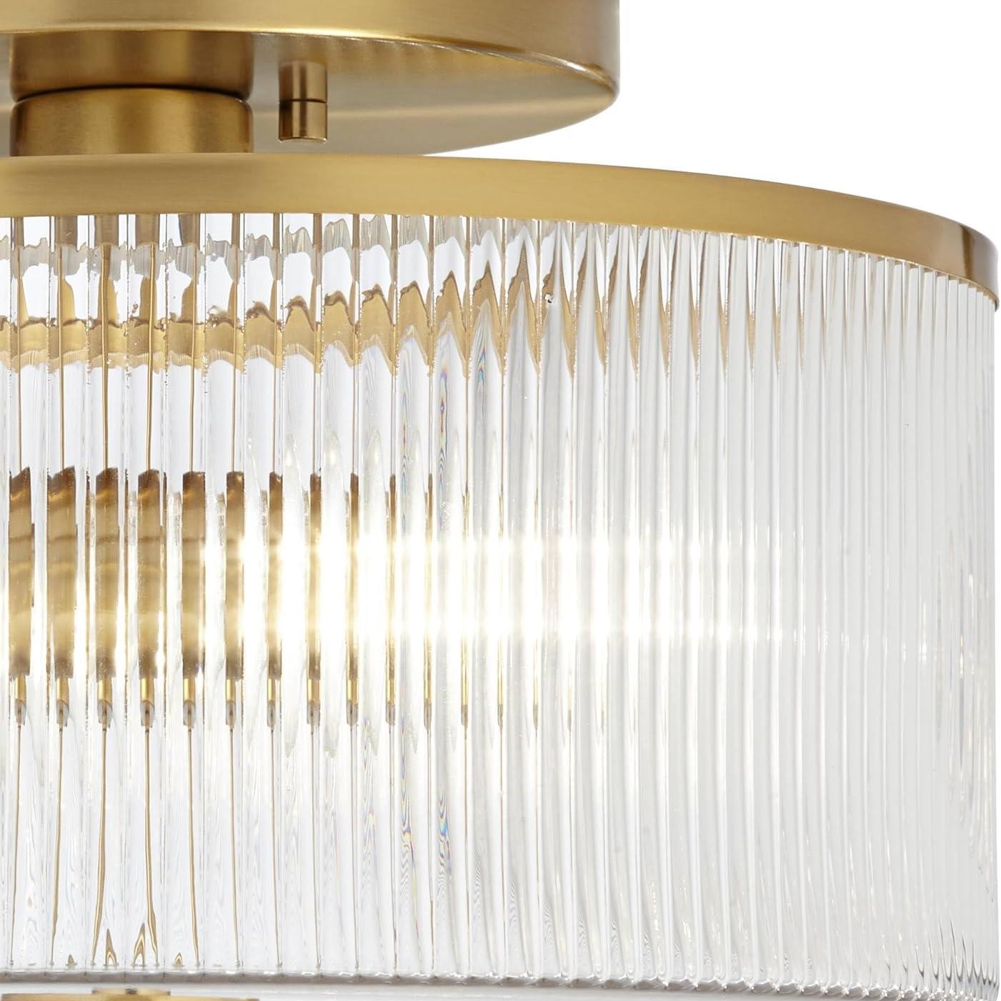 Claude Farmhouse Striped Glass Drum Ceiling Light