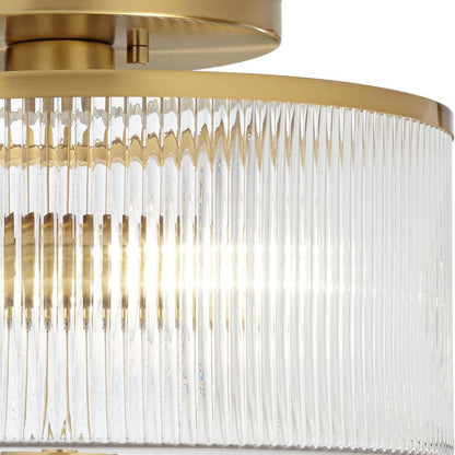 Claude Farmhouse Striped Glass Drum Ceiling Light