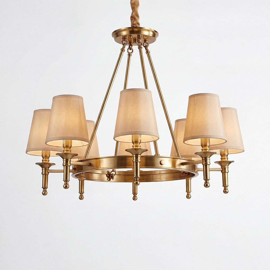 Yasmin Antique Brass Wagon Wheel Chandelier
