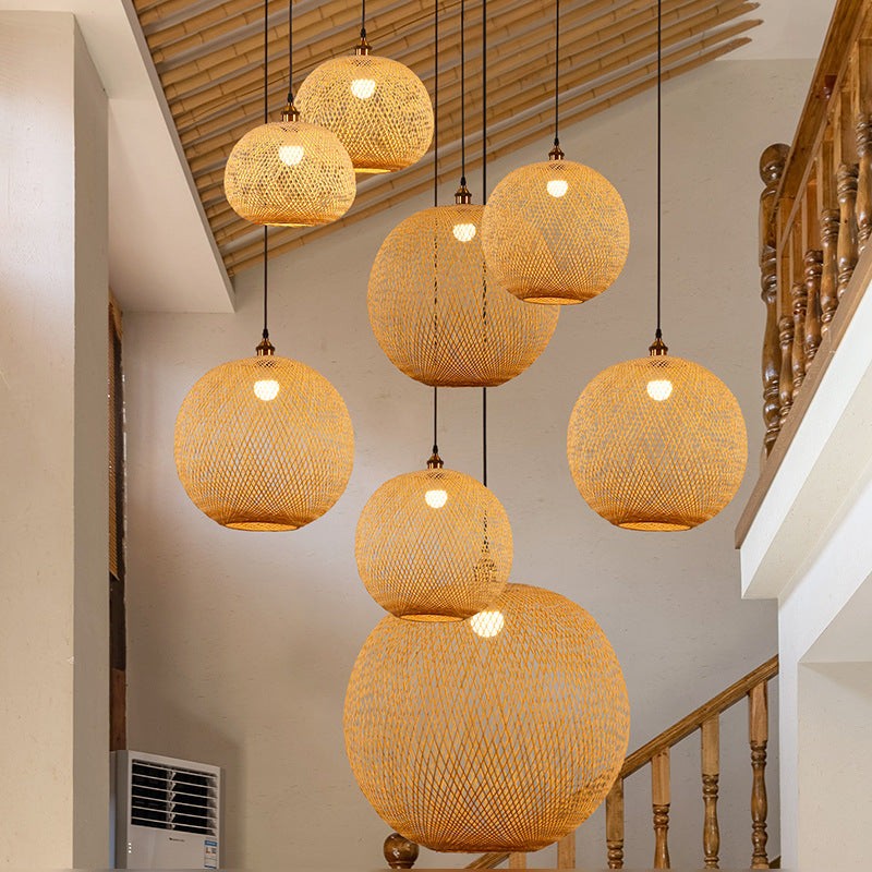 Ilario Japanese Woven Bamboo Pendant Light