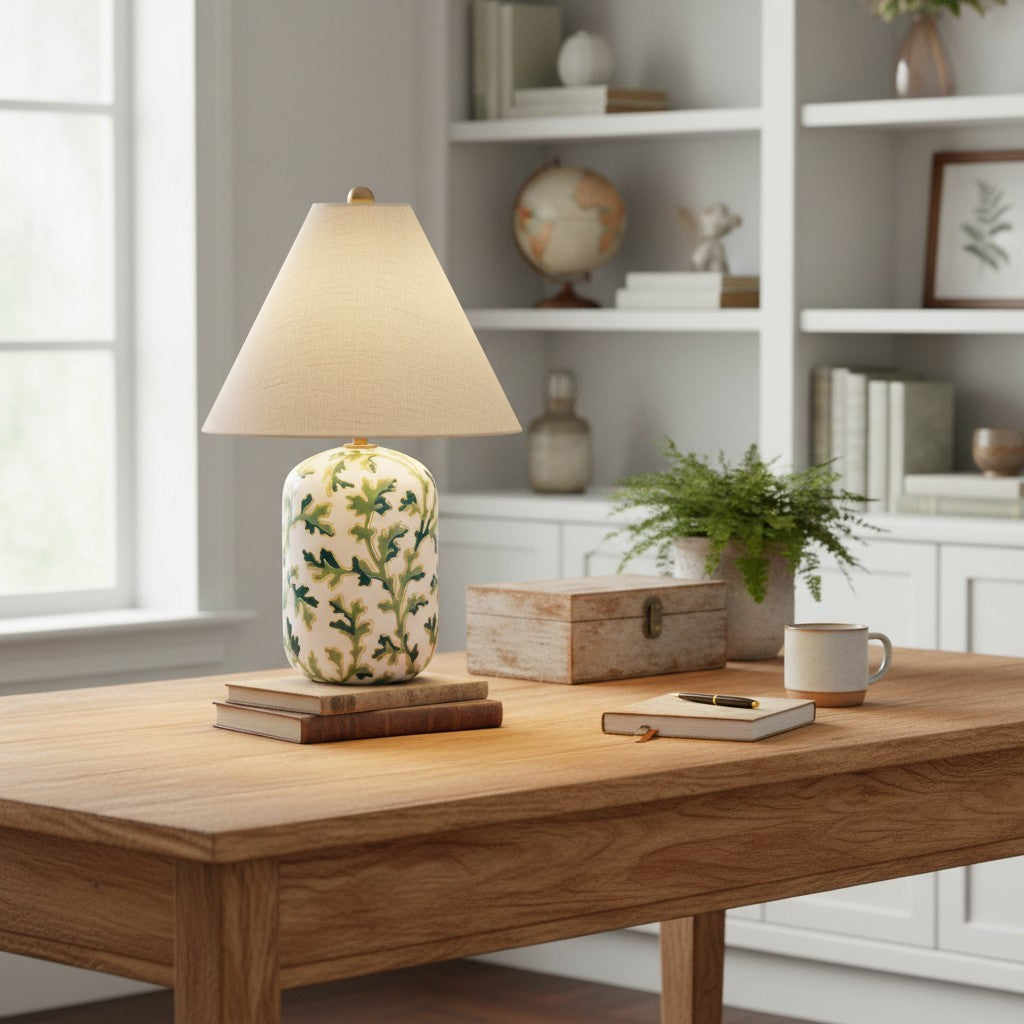 Thalira Vintage Ceramic Linen Table Lamp