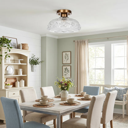 Cassandra American Country Patterned Glass Ceiling Light