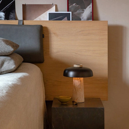 Salma Travertine Mushroom LED Table Lamp