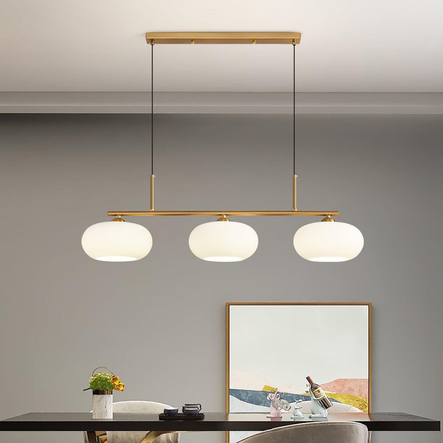 Wrythe 3-Light Milk Glass Linear Pendant Light
