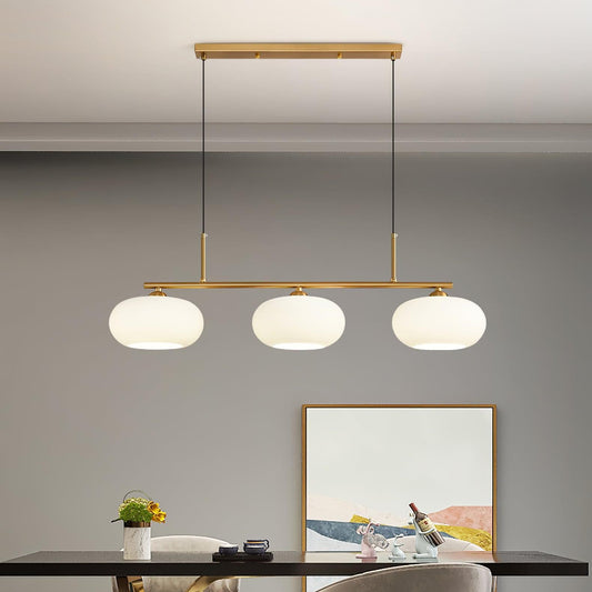 Wrythe 3-Light Milk Glass Linear Pendant Light