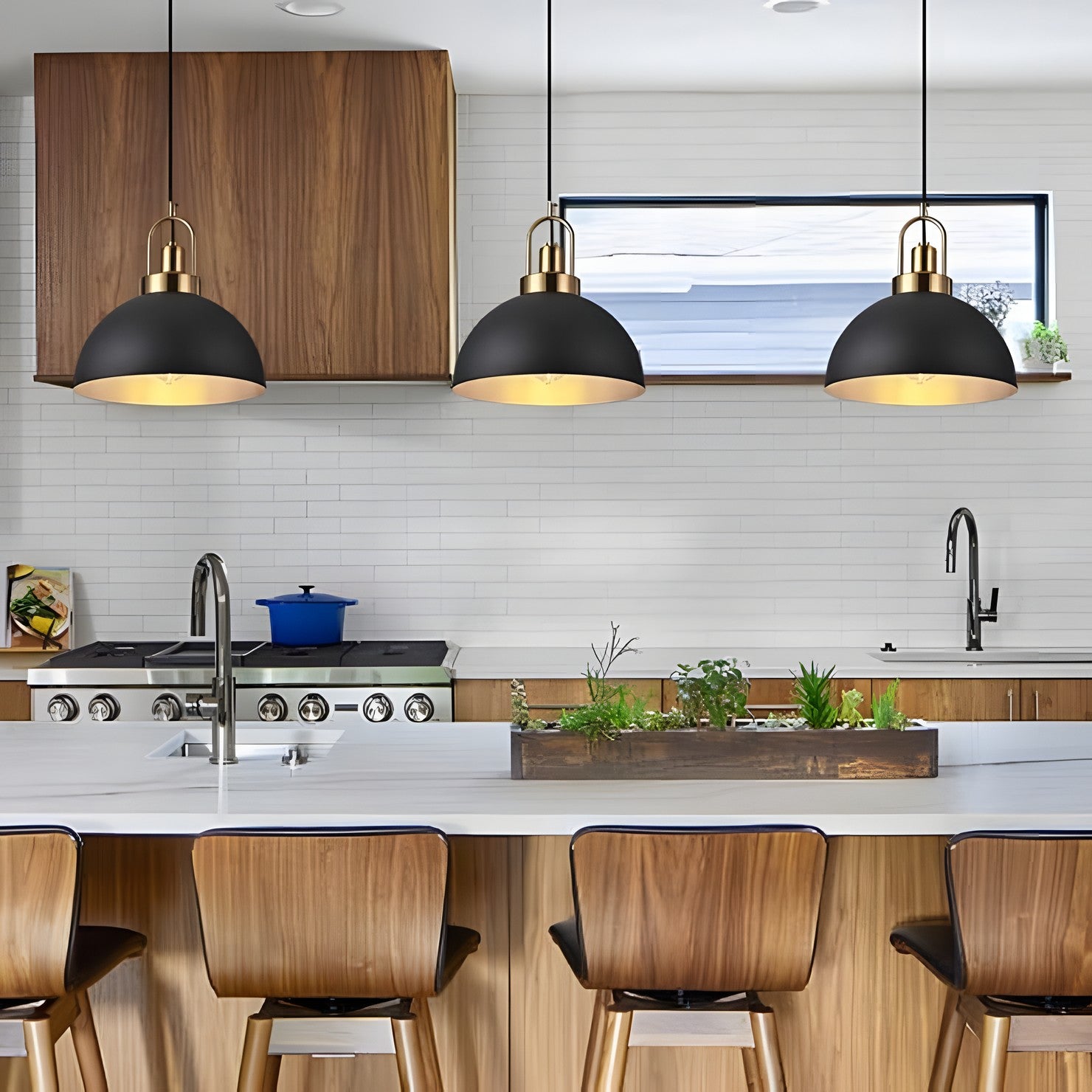 Gleamix Industrial Black Metal Dome Pendant Light