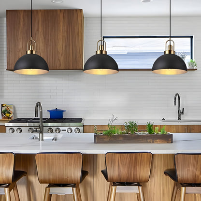Gleamix Industrial Black Metal Dome Pendant Light