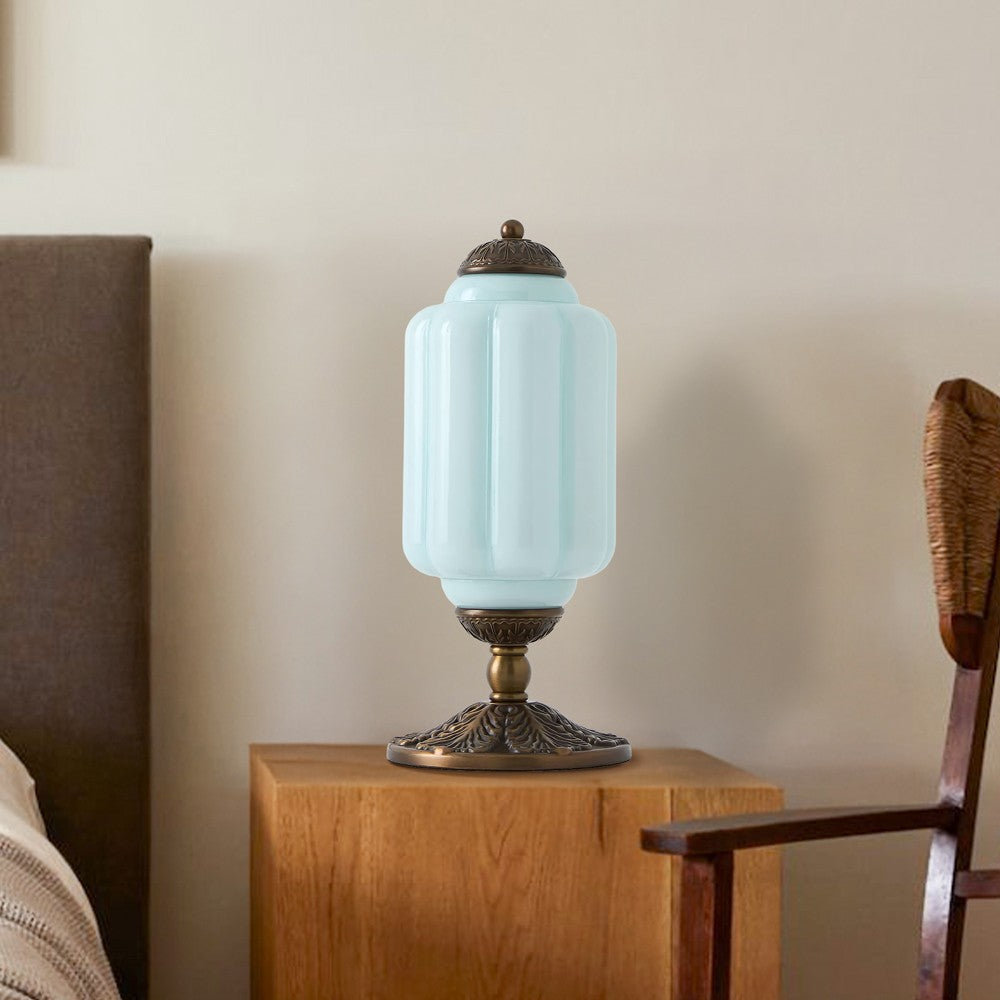 Nexos French Retro Cream Glass Textured Eloise Table Lamp