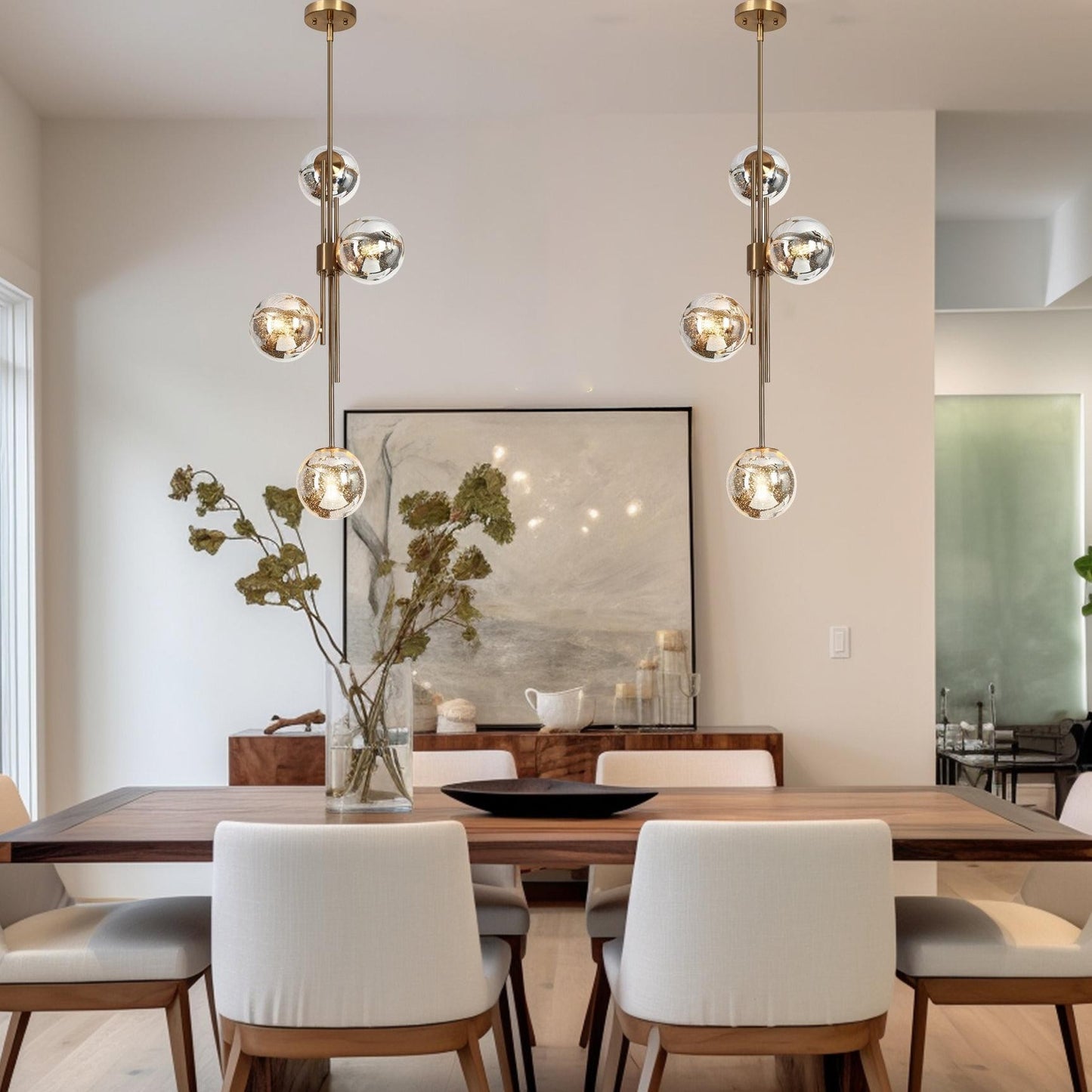 Beaufort Modern Gold 4-Light Orb Mercury Glass Chandelier