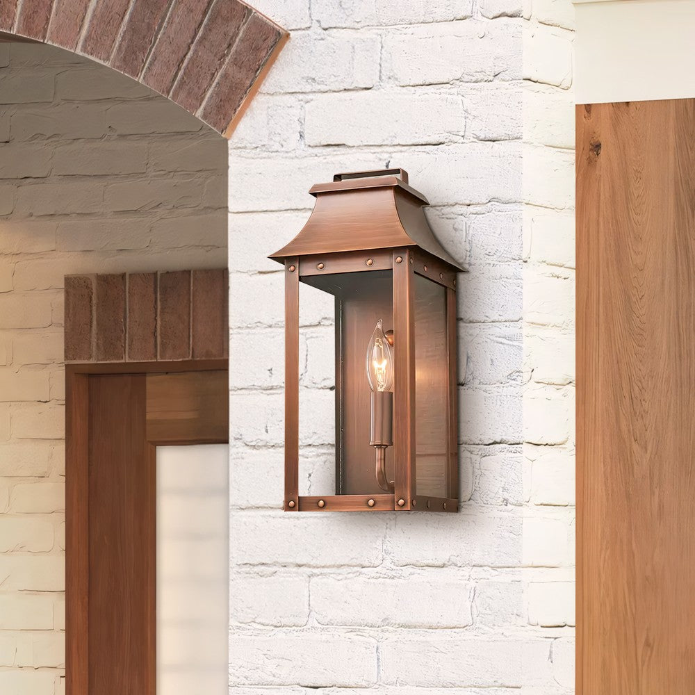Montague Vintage Brass Outdoor Waterproof Wall Mounted Lantern Sconce