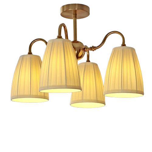 Cadmus Gold Textile Lamp Shade Semi Flush Mount Lighting