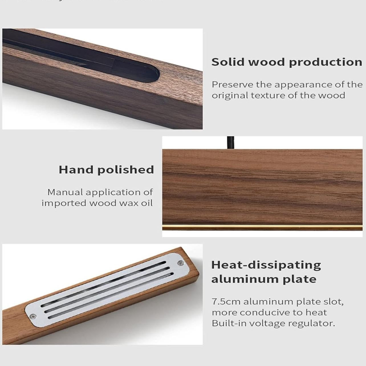 Quorix Log Style Wood Led Linear Pendant Light With Remote Control