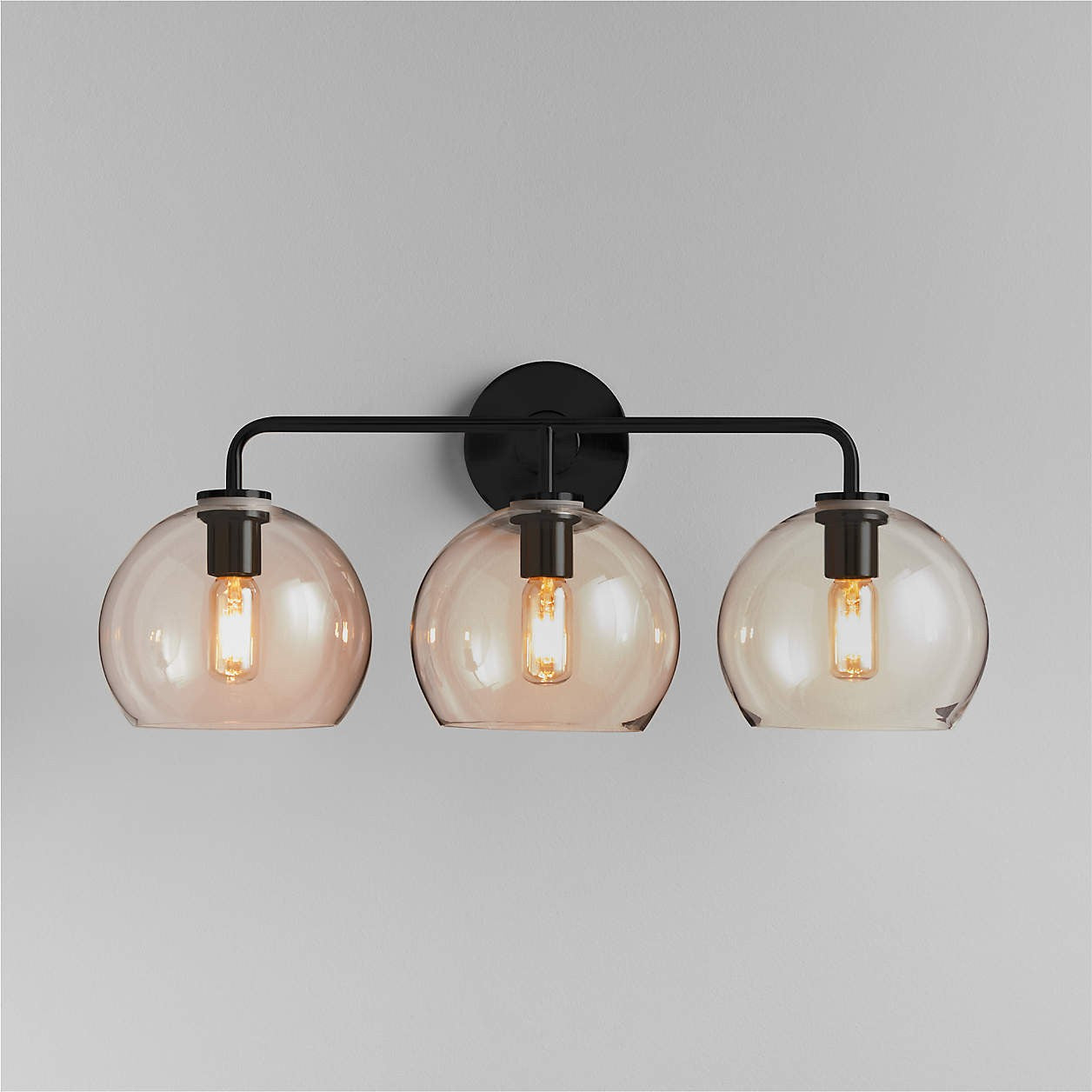 Konig Minimalist 3-Light Round Shade Brass Glass Wall Light