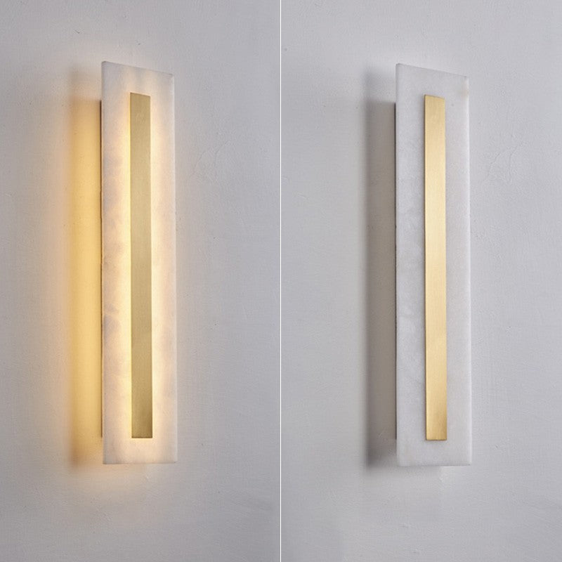 Ozeki Minimalist Brass And Genuine Alabaster Sconce
