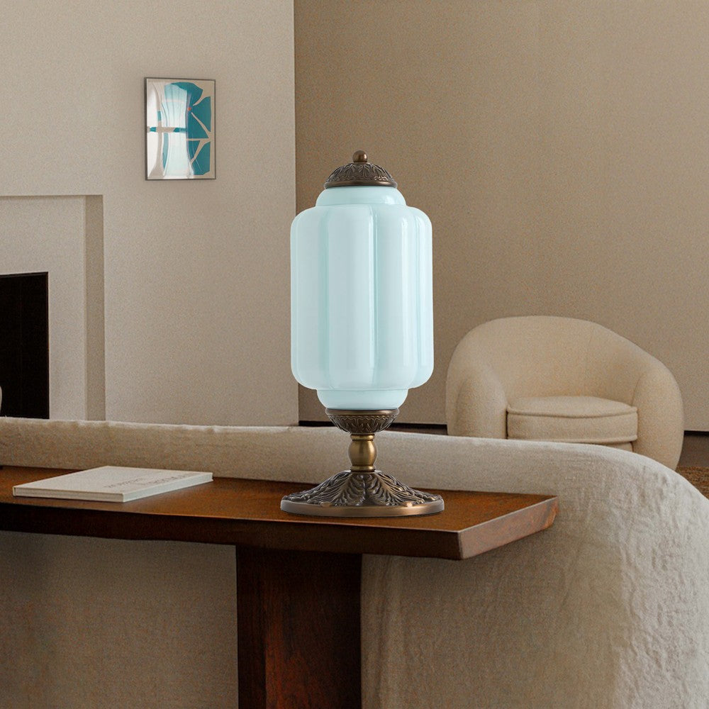 Nexos French Retro Cream Glass Textured Eloise Table Lamp