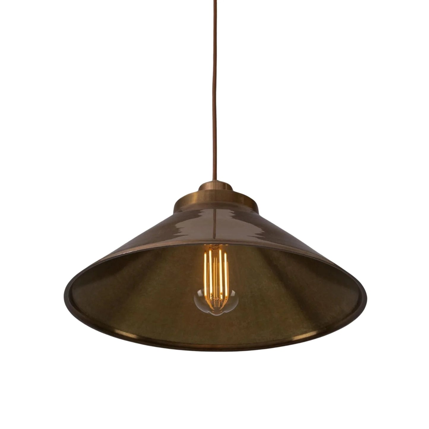 Galilea Retro Antique Brass Cone Shade Pendant Light