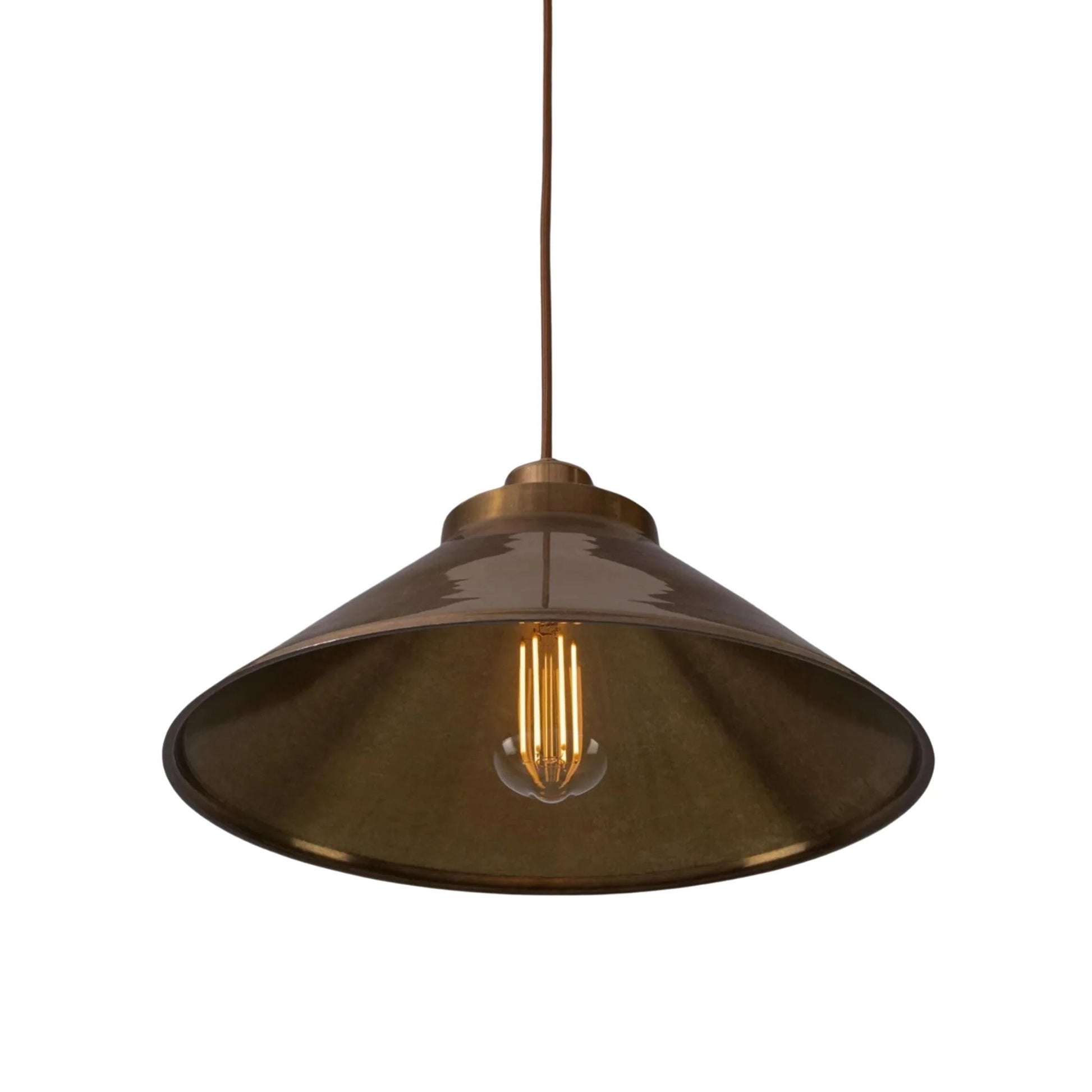 Galilea Retro Antique Brass Cone Shade Pendant Light