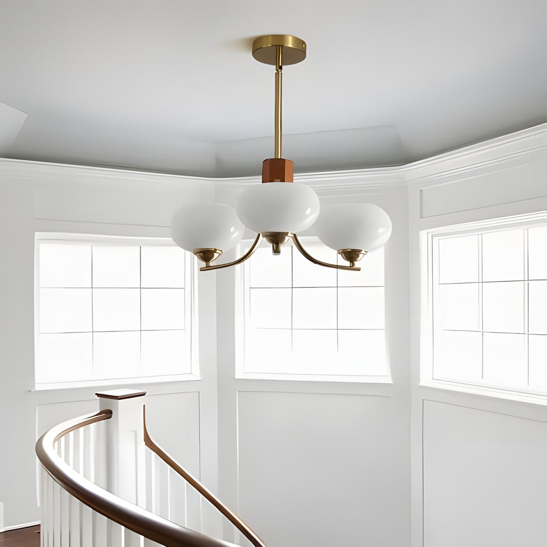 Juino Wood Farmhouse Milk Ball Sputnik Chandelier