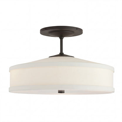 Delaney Rustic Fabric Drum Semi-Flush Mount Ceiling Light