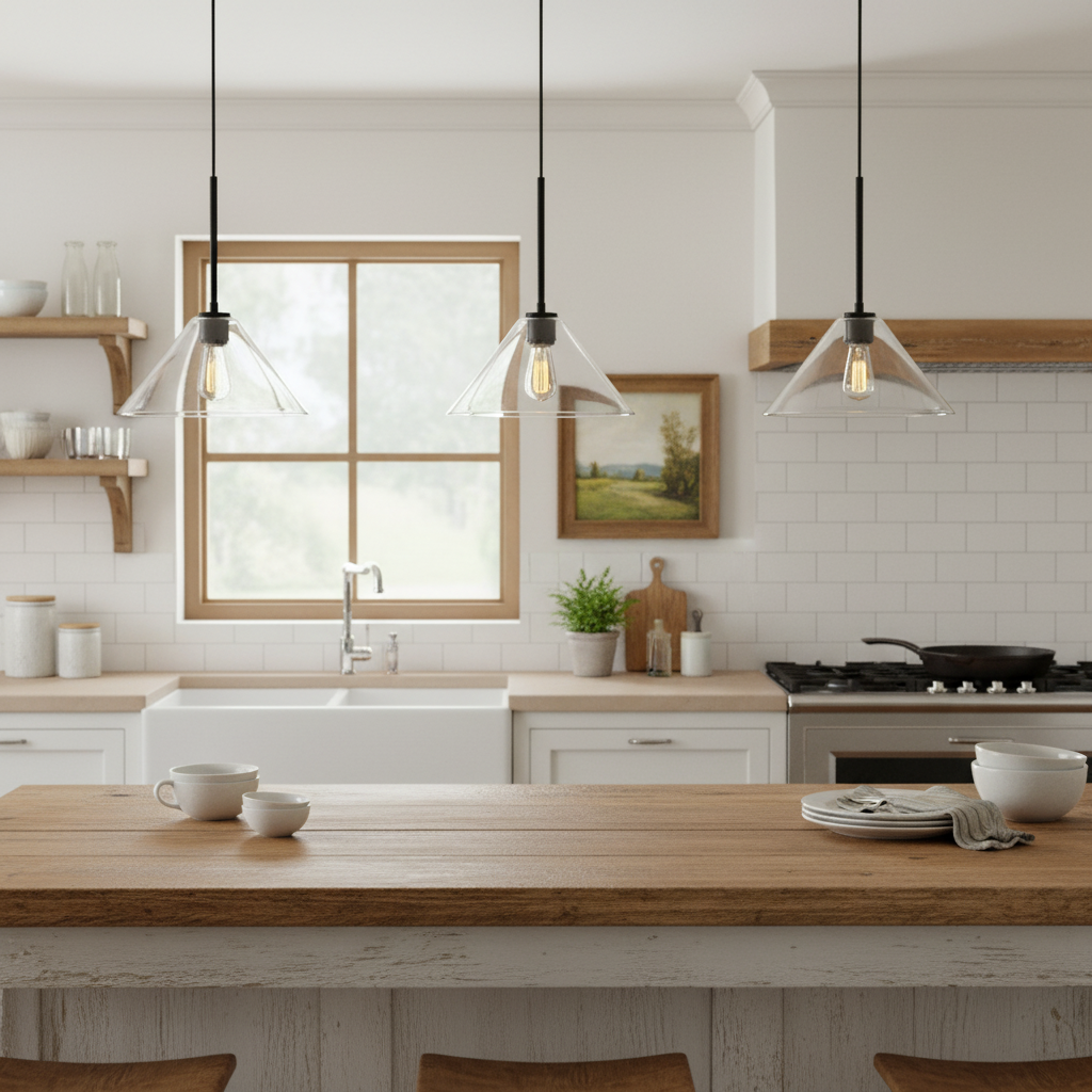 Nori Minimalist Brass Glass Cone Pendant Light