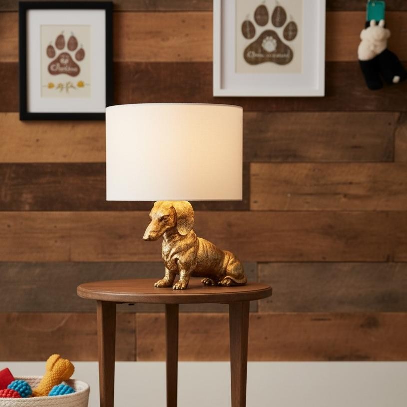 Aurea Unique Animal Table Lamp - Dog Sculptural Accent Lighting for Bedroom & Living Room