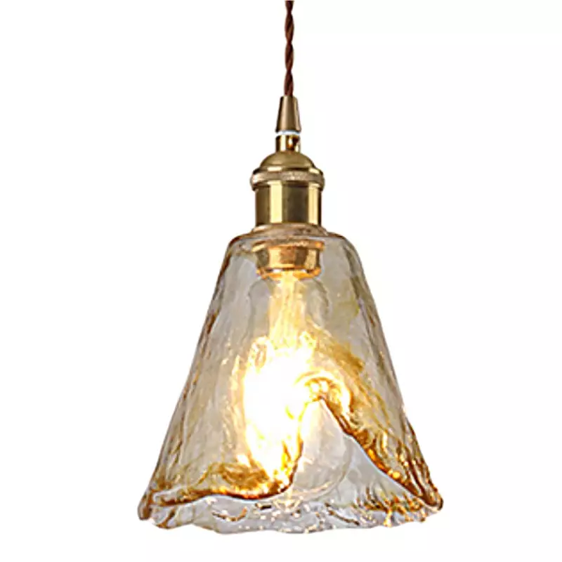 Cyralix Brass Coffee Water Ripple Glass Pendant Light