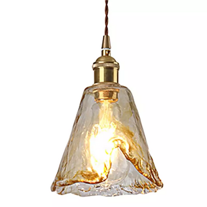 Cyralix Brass Coffee Water Ripple Glass Pendant Light