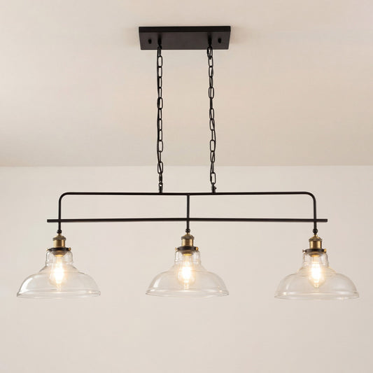 Bronte Industrial Metal 3 Lights Dome Glass Chandelier