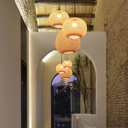 Ilario Japanese Woven Bamboo Pendant Light