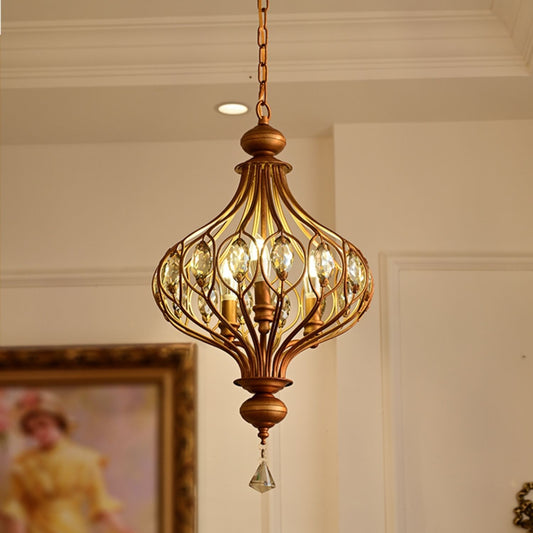 Keir French Luxury Retro Crystal Cage Chandelier