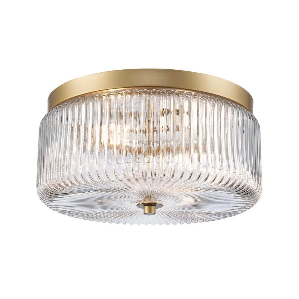 Pax Farmhouse Ribbed Glass Round Flush Mount Ceiling Light