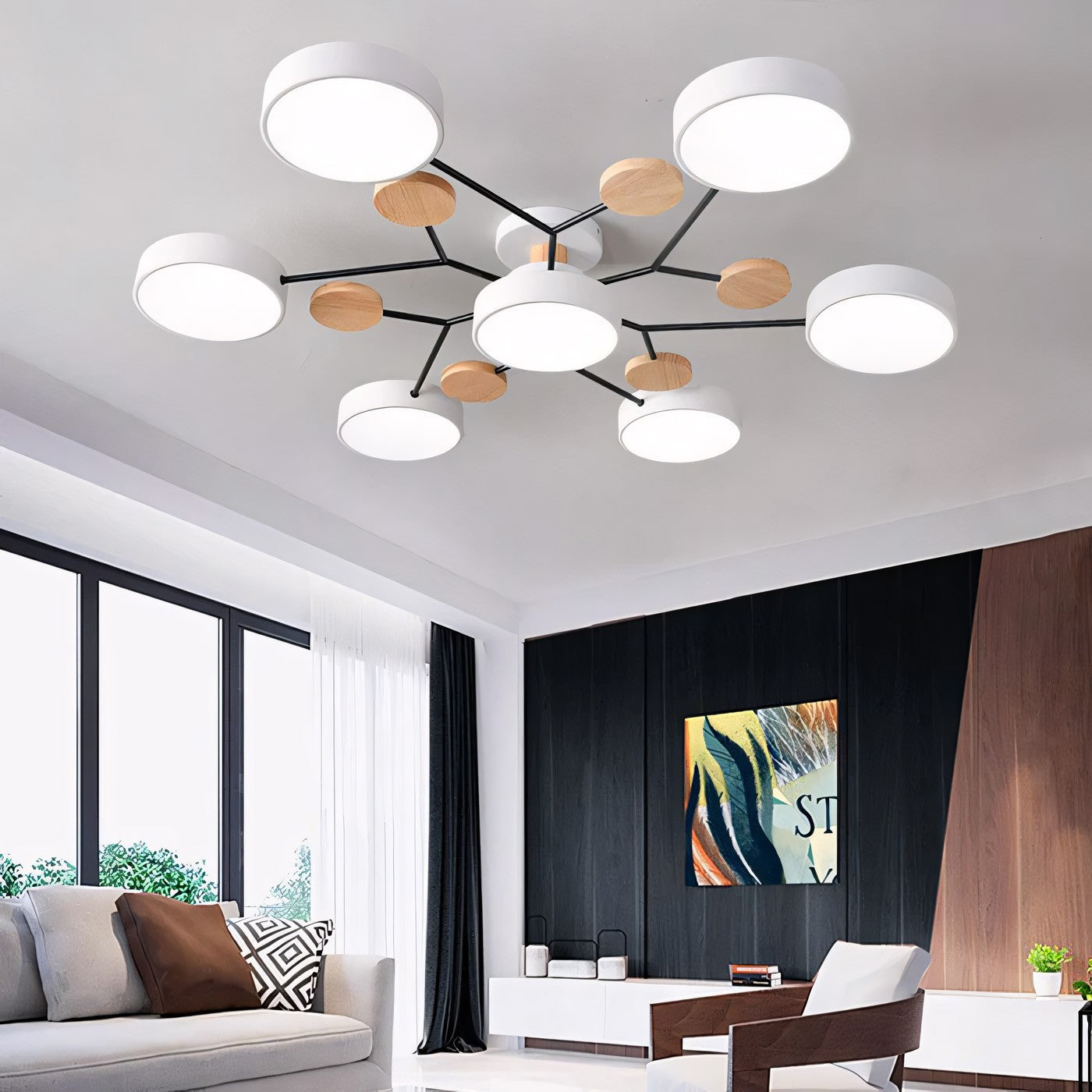 Phelith Scandinavian Round Molecule Branch Led Ceiling Light