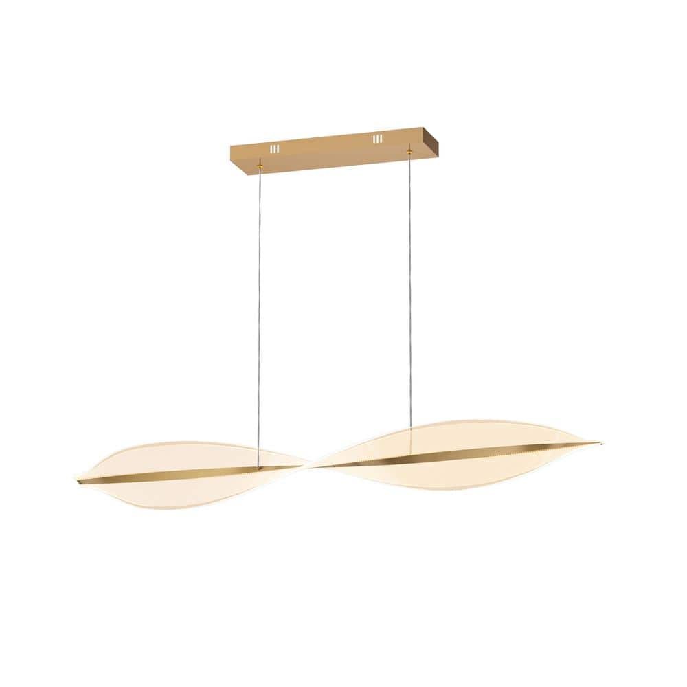 Delfino Nordic Gold Wave Led Acrylic Linear Chandelier