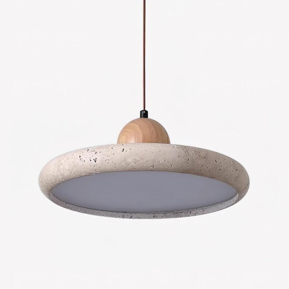 Aggiea Minimalist Yellow Travertine Frisbee Pendant Lamp
