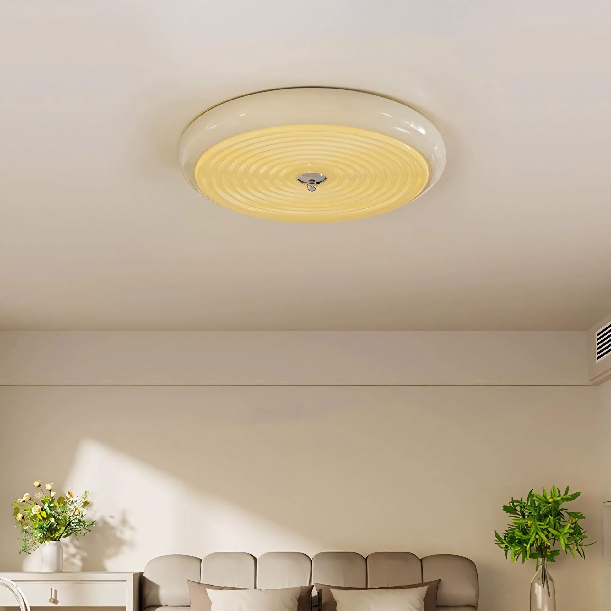 Laren Ribbed Glass Shade Led Circular Light