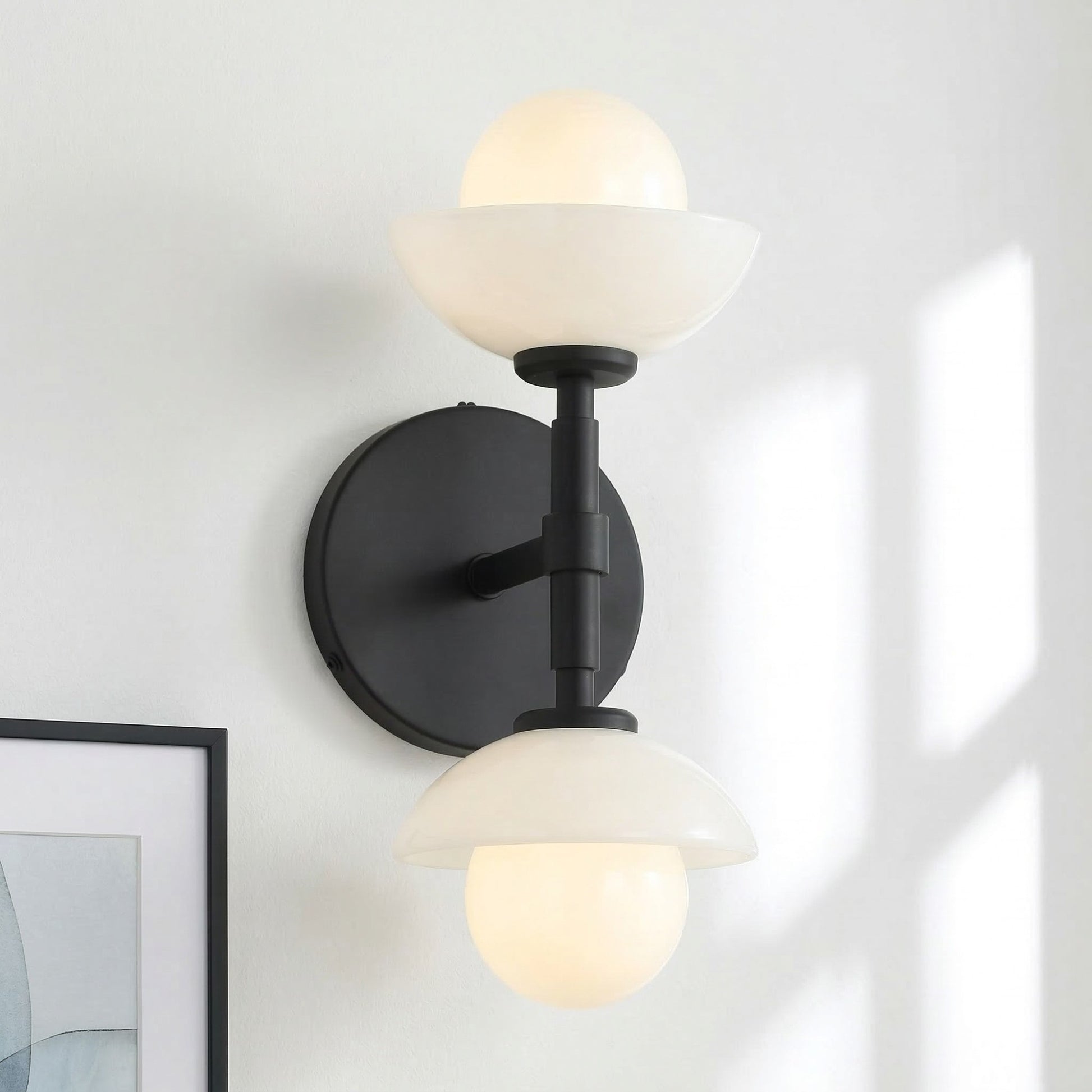Brianna Farmhouse Alabaster Double Globe Sconce