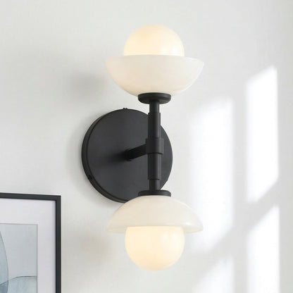 Brianna Farmhouse Alabaster Double Globe Sconce