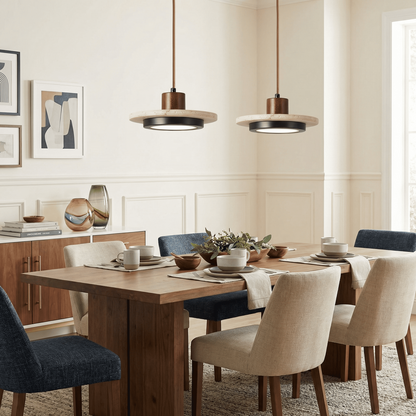 Kassia Wabi-Sabi Travertine Disc LED Pendant Light