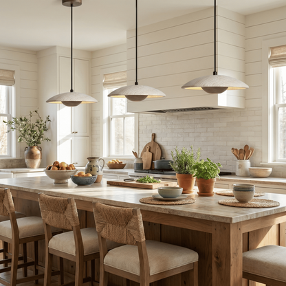 Kendra Cream Travertine UFO Pendant Lamp