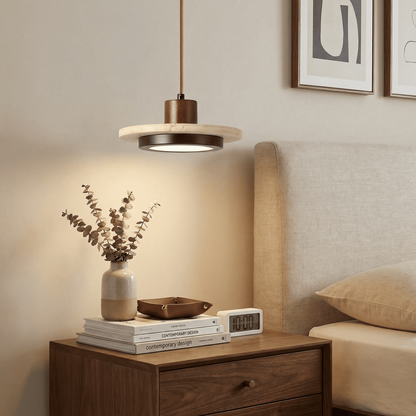 Kassia Wabi-Sabi Travertine Disc LED Pendant Light