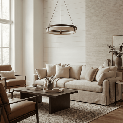 Hendricks Wabi-Sabi Travertine Circular LED Pendant Light