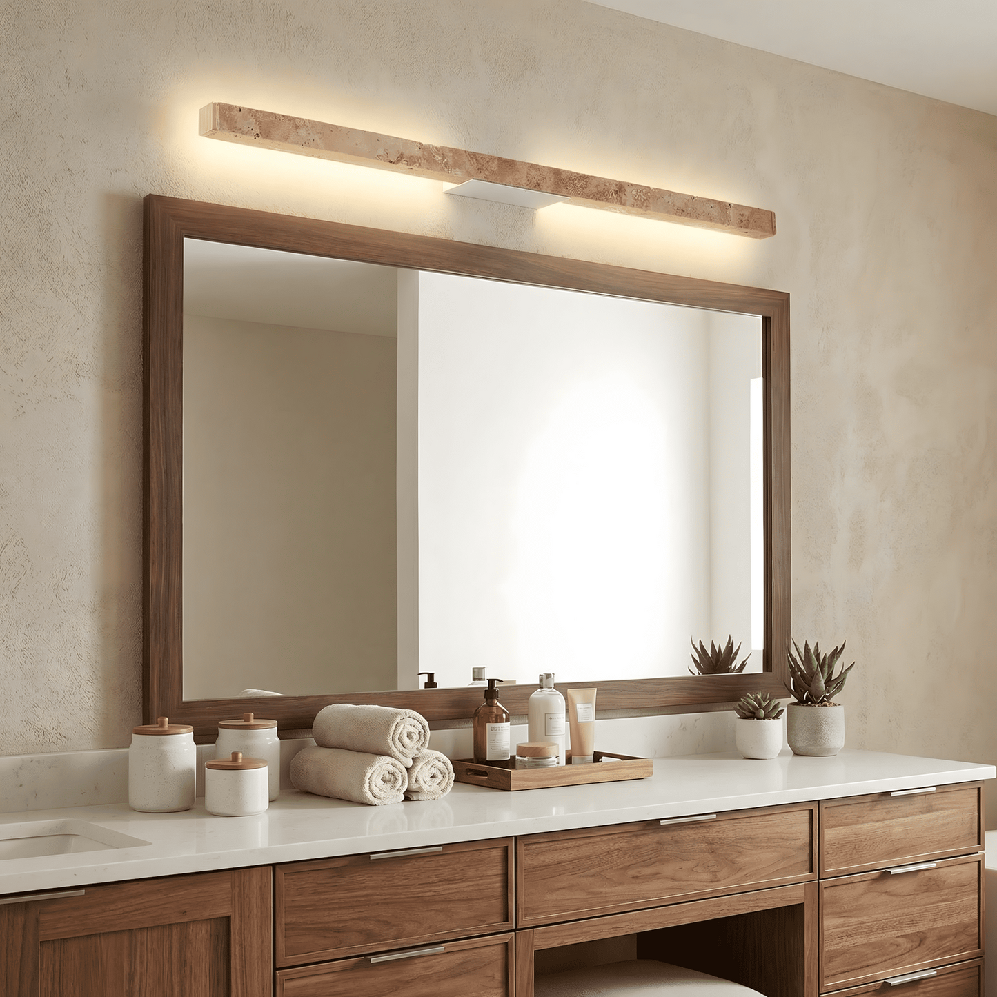 Jarvis Minimalist Travertine Linear LED Wall Lamp