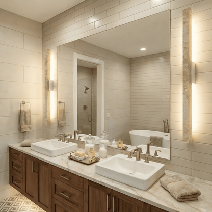 Jarvis Minimalist Travertine Linear LED Wall Lamp