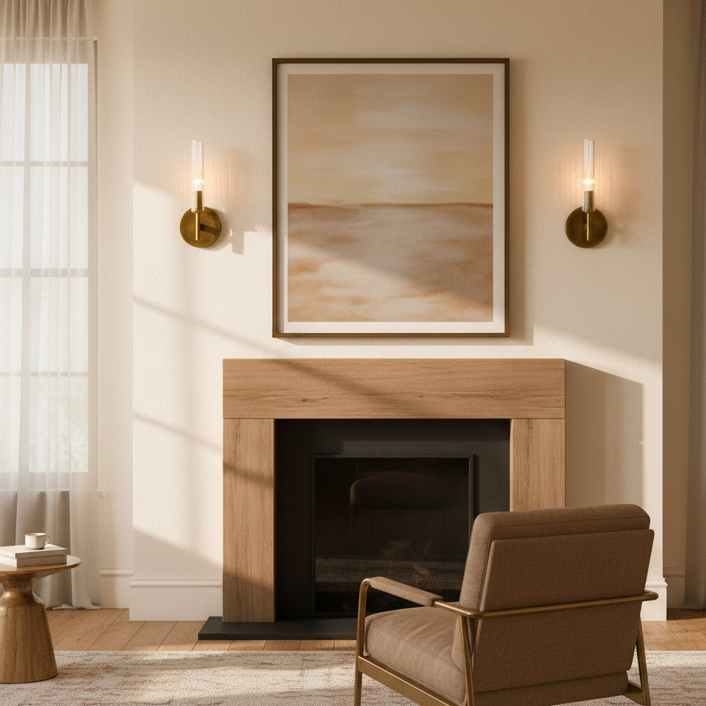 Veylan Farmhouse Cooper Ribbed Glass Tube Sconce