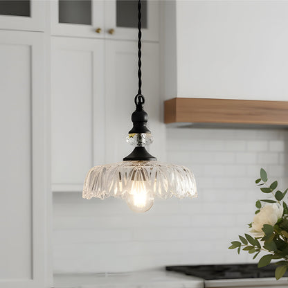 Velric Vintage Glass Brass Flower Pendant Light