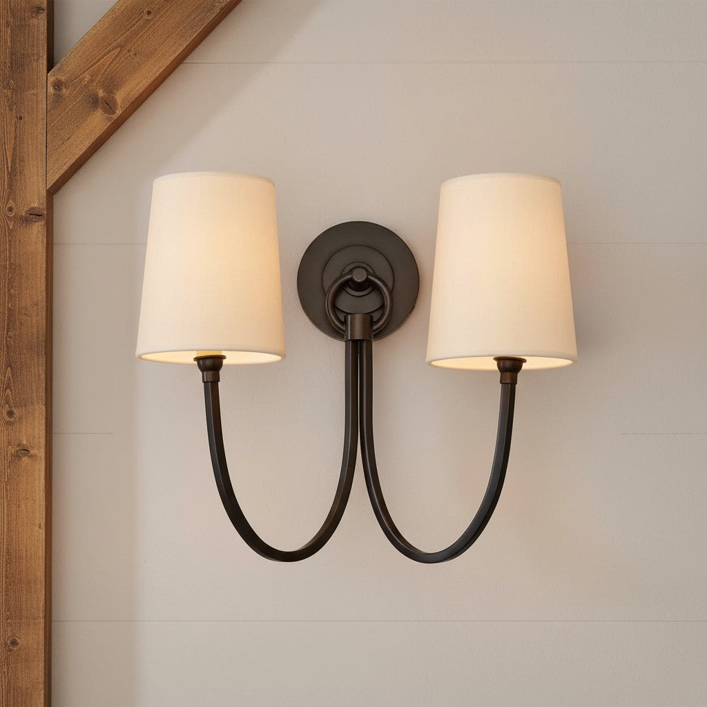 Kaevin Modern Elegant Linen Shade Double Wall Sconce